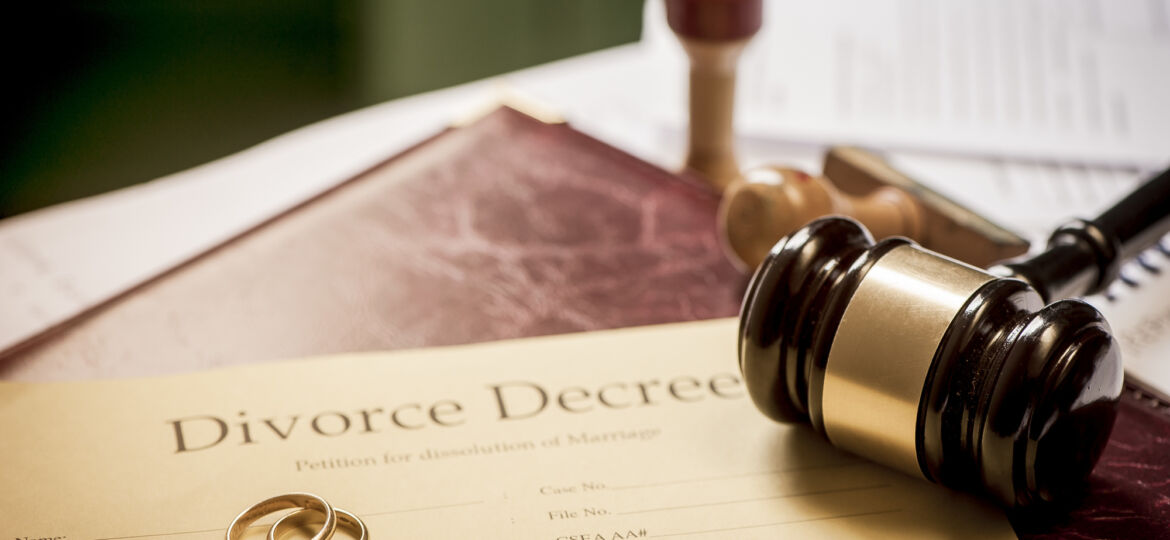 divorce decree and wooden gavel